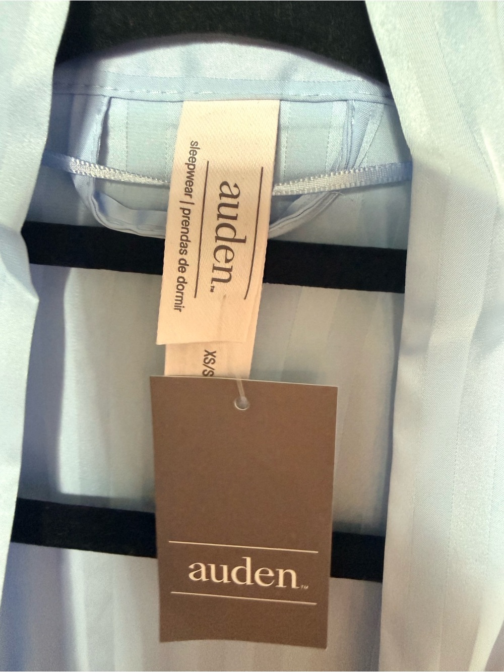 Auden - Light Blue Shadow Striped Satin Sleep Robe - Picture 2 of 6
